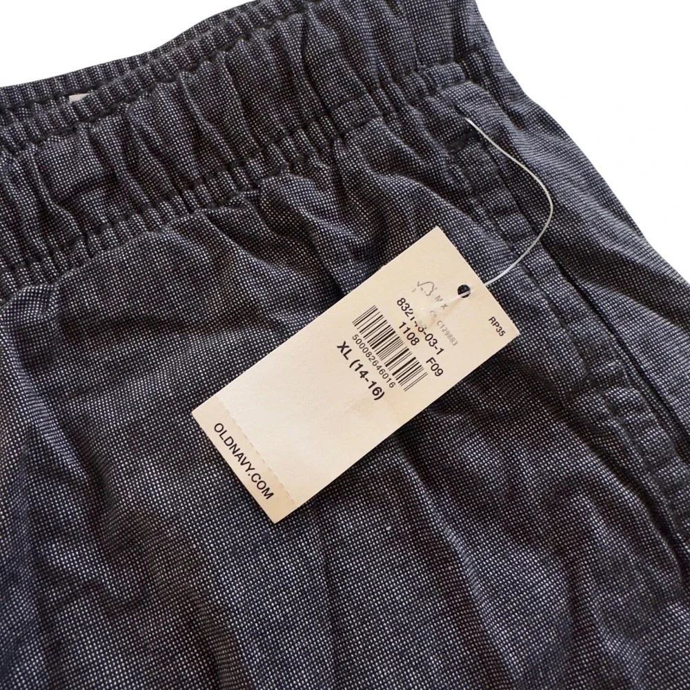 Old Navy Boys Pull On Shorts‎ Dark Wash Chambray Elastic Waist Drawstring XL 14
